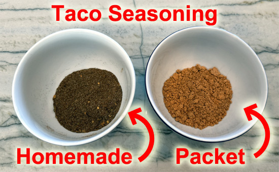 Add 1 packet of taco seasoning OR mix together the homemade taco seasoning mix. Blend everything together until it's smooth, about 1-2 minutes.