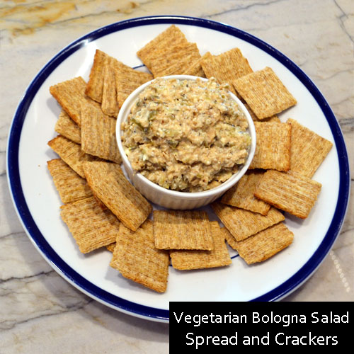 Vegetarian Bologna Salad Spread and Crackers
