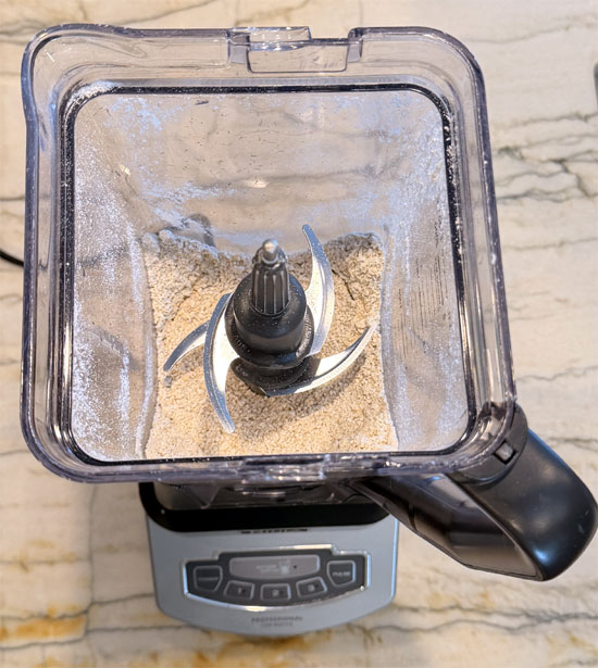 Blend the oats: Add 2 cups quick oats to a blender and blend until it reaches a fine flour consistency.