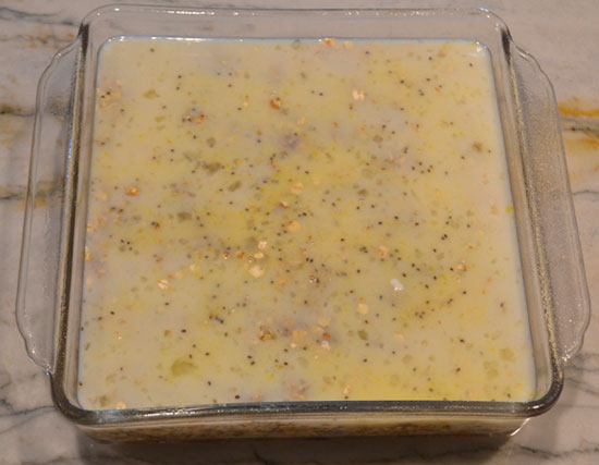 Berry Baked Oatmeal - Milk Mixture Over Oats