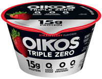 Oikos Triple Zero Strawberry Flavored Greek Yogurt