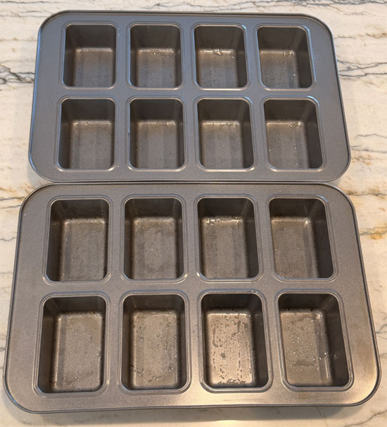 Lightly coat 11 mini-loaf tins with avocado oil spray and set aside.