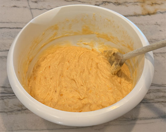 Stir in the orange zest and juice.