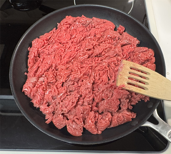 Add the ground beef.