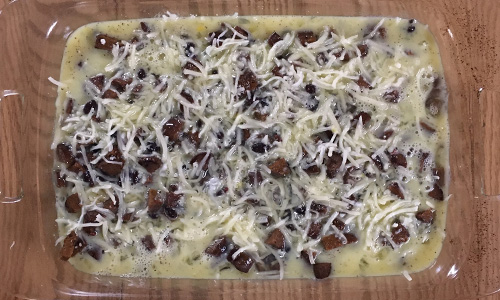 Egg mixture over everything. 