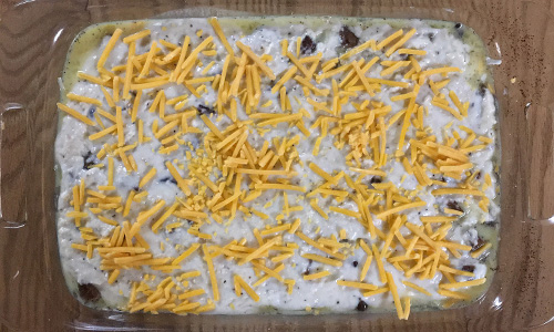 Gravy is poured over next. 