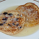 Blueberry Ricotta Pancakes with Coconut Syrup on Top