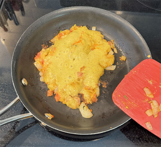 Chickpea Flour Scramble Ready to Flip