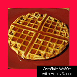 Cornflake Waffles with Honey Sauce
