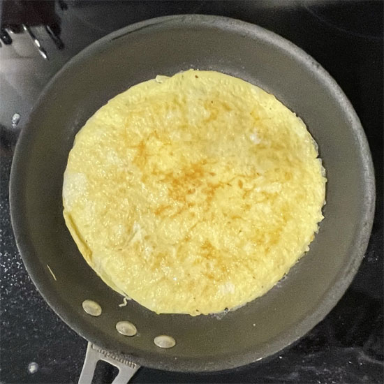 Egg and Meatless Sausage Burrito - After Flipping Over