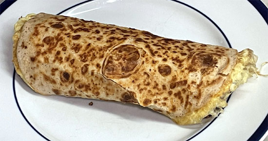Egg and Meatless Sausage Burrito - Before Toppings
