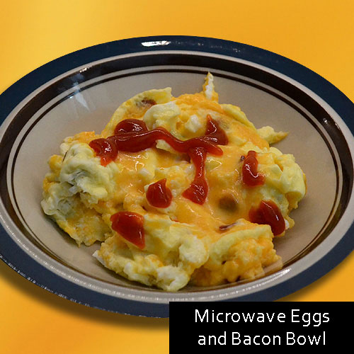 Microwave Eggs and Bacon Bowl