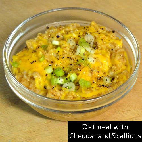 Oatmeal with Cheddar and Scallions