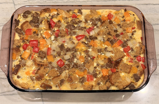 In the morning, preheat oven to 350°F. Remove cover and bake 40 to 45 minutes, until golden brown across the top.