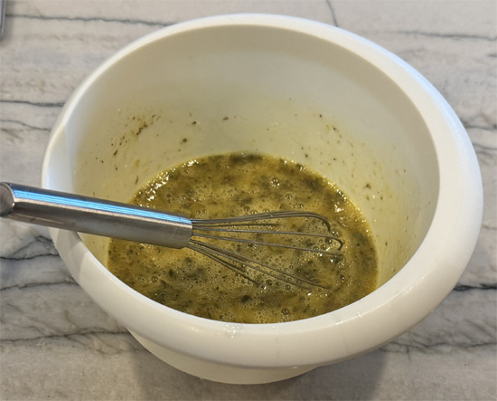 Combine all spices (parsley, garlic powder, onion powder, black pepper, and celery salt) in a small bowl. Whisk together whole eggs and egg whites, then whisk in the spice mixture.