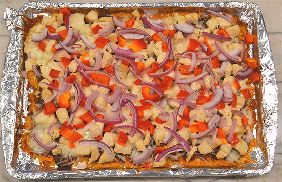 BBQ Chicken Pizza - After baking in oven. 