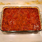 Baked Beans Cowboy Style in Casserole Dish