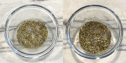 Season Chicken: In a small bowl, combine salt, black pepper, and oregano. Divide into two portions.