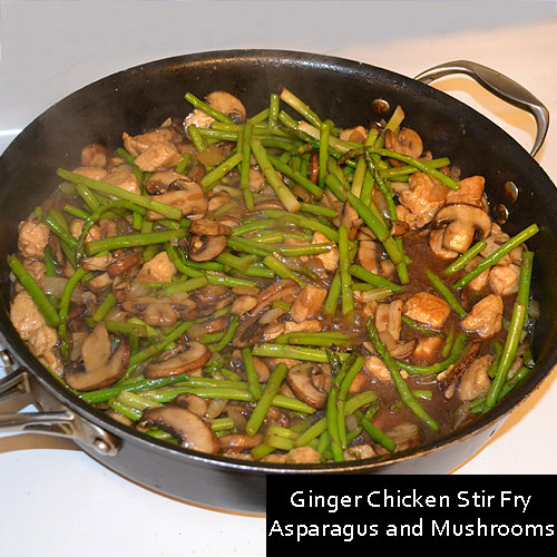 Ginger Chicken Stir Fry with Asparagus and Mushrooms