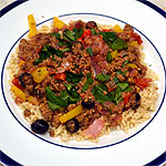 Ground Turkey and Rice Skillet - (Can also be made vegetarian with Impossible Burger.)