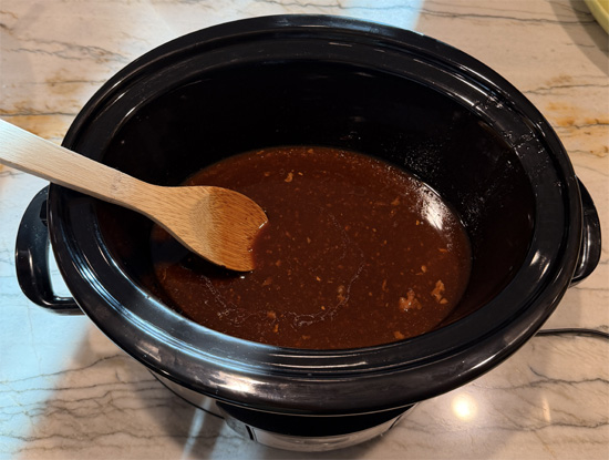 Turn slow cooker to HIGH if not already. Stir in cornstarch mixture and cook until sauce thickens, about 30 seconds.