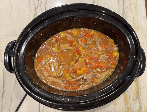 If you prefer a thicker sauce, mix the cornstarch and water together in a small bowl. About 30 minutes before you're ready to serve the dish, stir the cornstarch mixture into the slow cooker. THEN TURN THE SLOW COOKER ON HIGH for 30 minutes, or until the sauce thickens. 