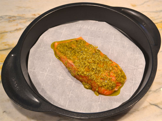 Pesto Salmon in Pan