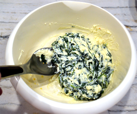 Spinach and Ricotta Cheese Mixed Together