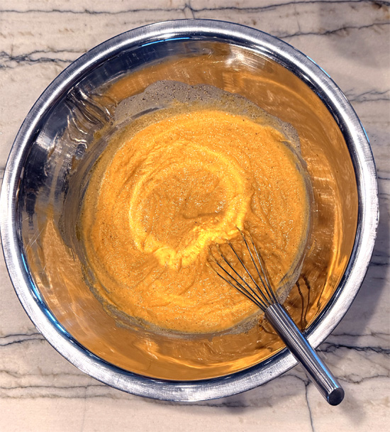 In a large bowl, combine pumpkin, half and half, sage and black pepper. Set aside.