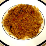 Red Lentils over Rice with Mango Chutney