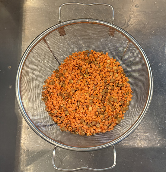 Rinse the lentils and set aside. 