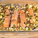 Honey Glazed Salmon with Roasted Brussels Sprouts