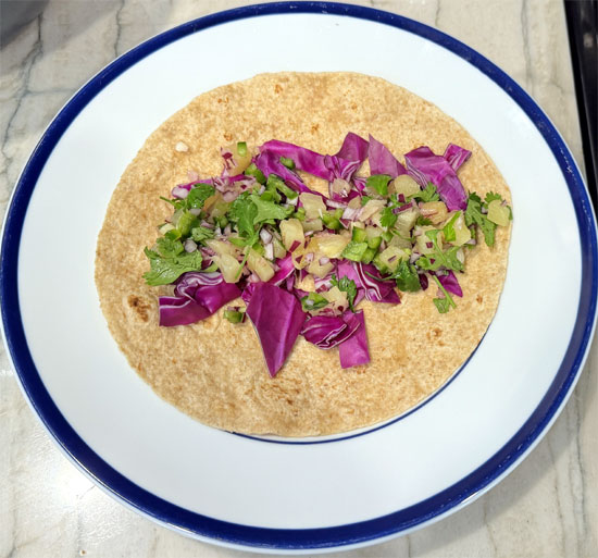 top with 1/3 of the pineapple salsa