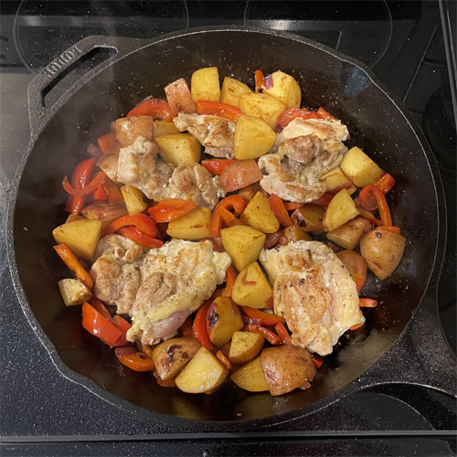 Sriracha Chicken in the Pan