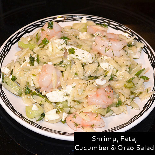 Shrimp, Feta, Cucumber and Orzo Salad