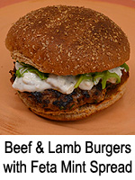 Beef and Lamb Burger with Feta and Mint Spread 