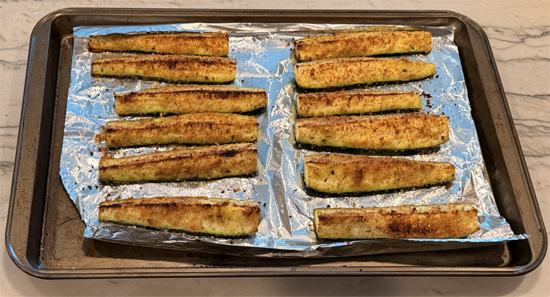 Bake 12 minutes until parmesan is golden and zucchini is tender but not soggy.