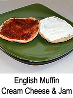 English Muffin or Sandwich Thin, Cream Cheese and Jam