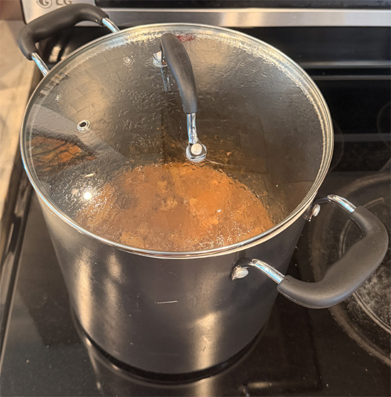 Add in the protein pasta. Reduce heat to low, cover and cook for 20 minutes, stirring every 5 minutes or so.