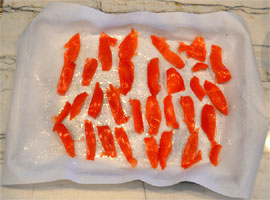 Tomato Skin Cut in Strips for Roasting