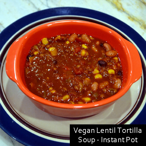 Vegan Lentil Tortilla Soup - Instant Pot