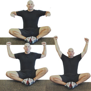 Wall Sit and Press (more advanced) Alternate to Standing Bank Robber