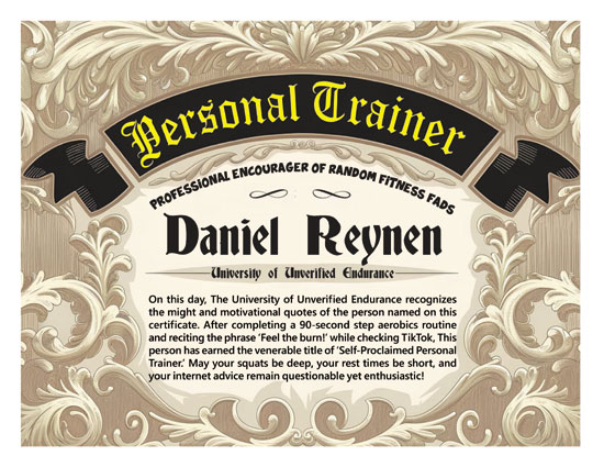 Personal Trainer Certificate - Worthless