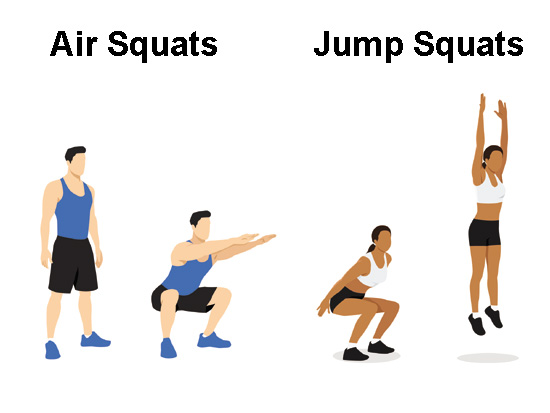 Air squats instead of jump squats.