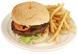 Hamburger and Fries - Loaded with calories...