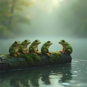 Five Frogs on a Log