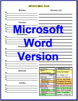 Weekly Meal Planner - Microsoft Word Version