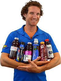 Josh Holding Vitamin Drinks