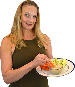 Leigh Eating Hummus