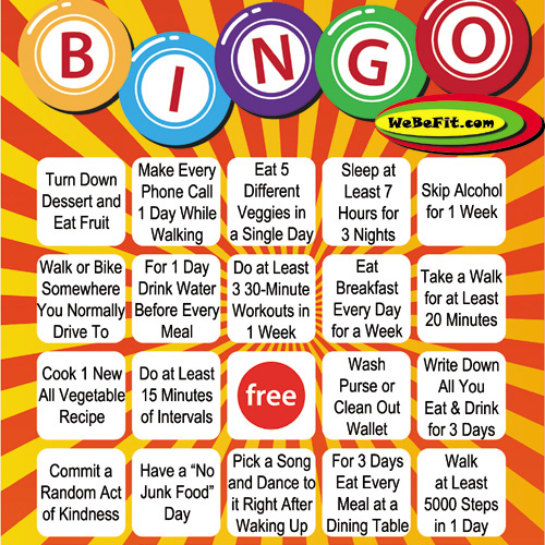 WeBeFit Bingo - Fitness Can Be Fun